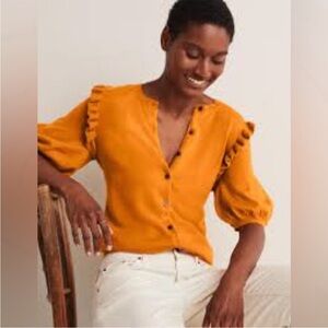 Boden Frill Shoulder Cardigan Sweater